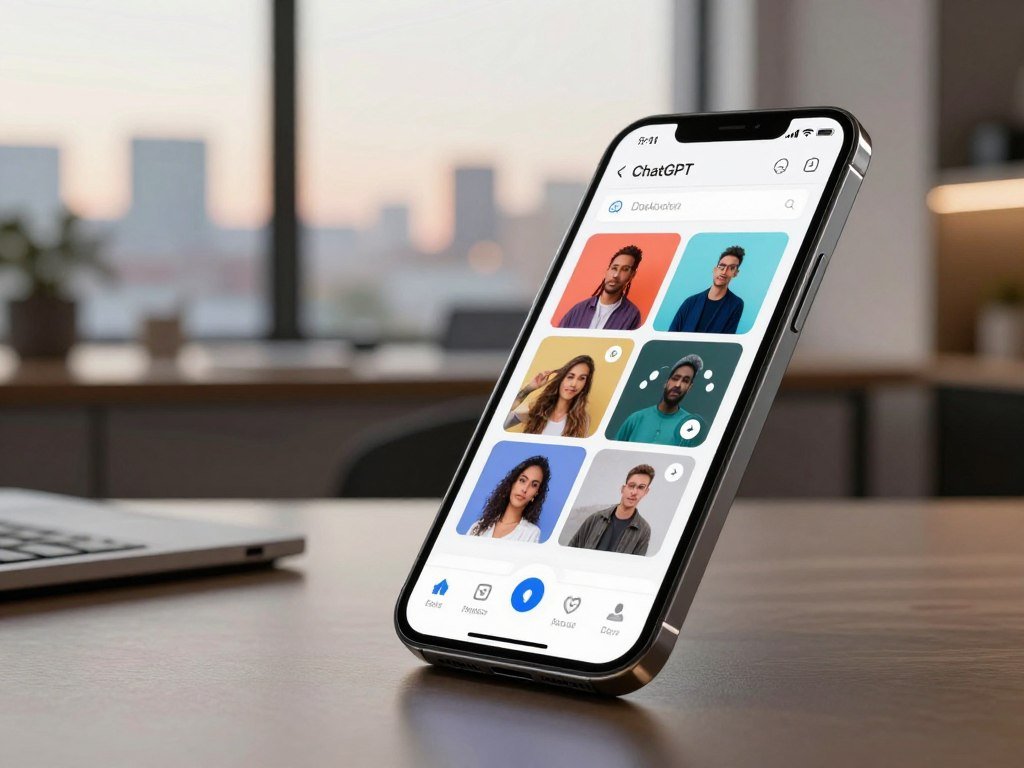 iPhone showing ChatGPT photo uploads and voice features
